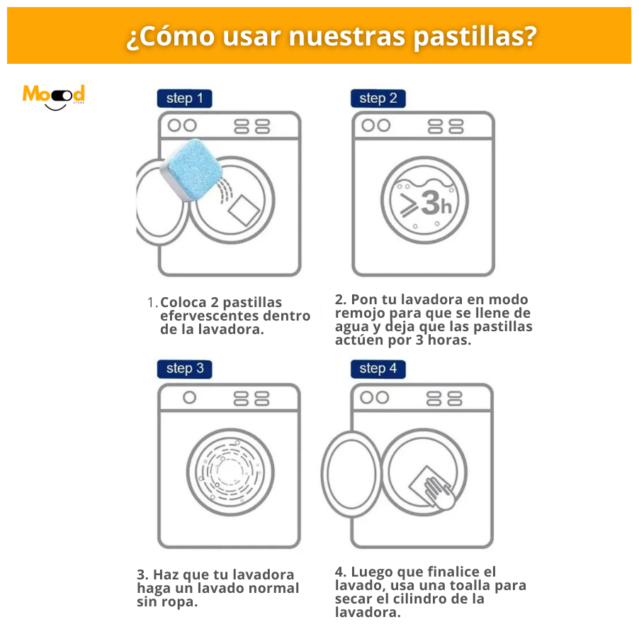 Pack 12 Pastillas Efervescentes para Limpieza de Lavadora