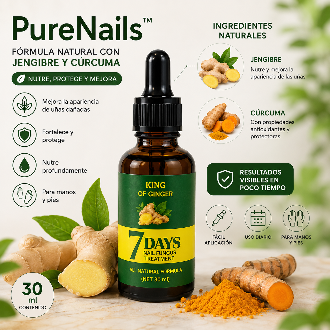 Suero Reparador Antifúngico de Uñas PureNails™ – Nutre y Protege – Recupera el aspecto saludable de tus uñas progresivamente