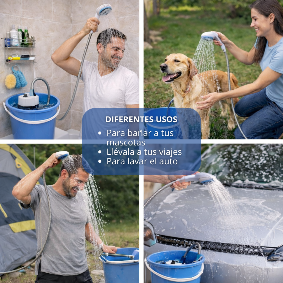 ShowerPro™ – Ducha Portátil Recargable – Agua al Instante para bañarte fácilmente en cualquier lugar