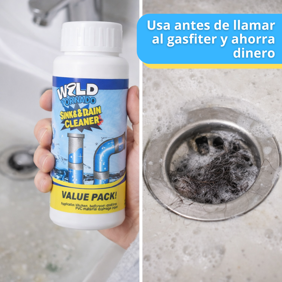 Pack x3 Polvo Limpiador de Drenajes – Libera tu Drenaje Lento – Ahorra en Gasfiter