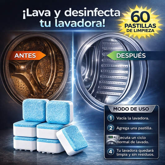 Pack 60 Pastillas Limpieza profunda para Lavadoras