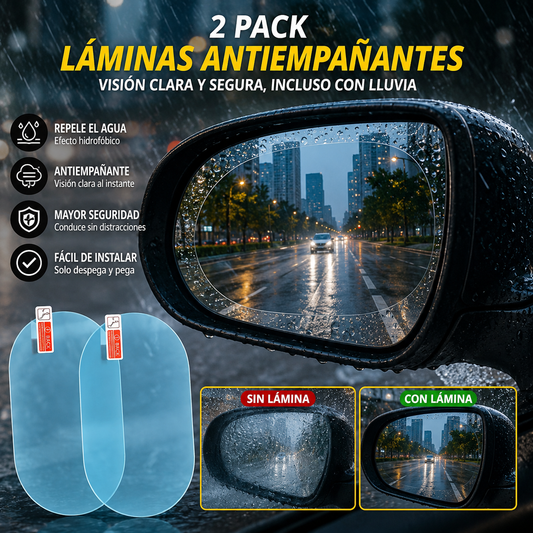Pack x2 Lámina Anti Empañante para Espejos Laterales Auto