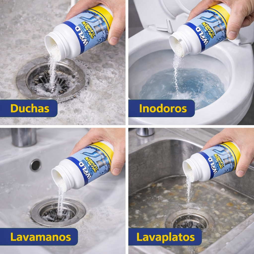 Pack x3 Polvo Limpiador de Drenajes – Libera tu Drenaje Lento – Ahorra en Gasfiter