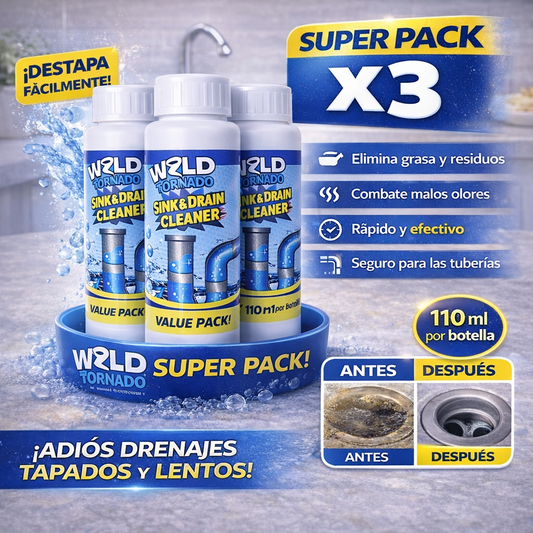Pack x3 Polvo Limpiador de Drenajes – Libera tu Drenaje Lento – Ahorra en Gasfiter