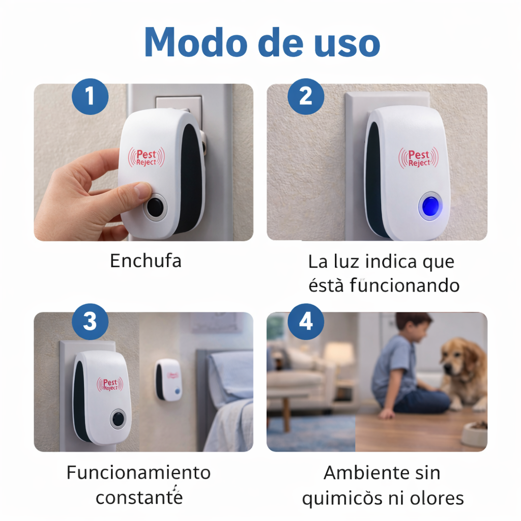 Repelente Ultrasónico Doméstico – Protección Antiplagas – Cuidado Constante del Hogar Sin Veneno