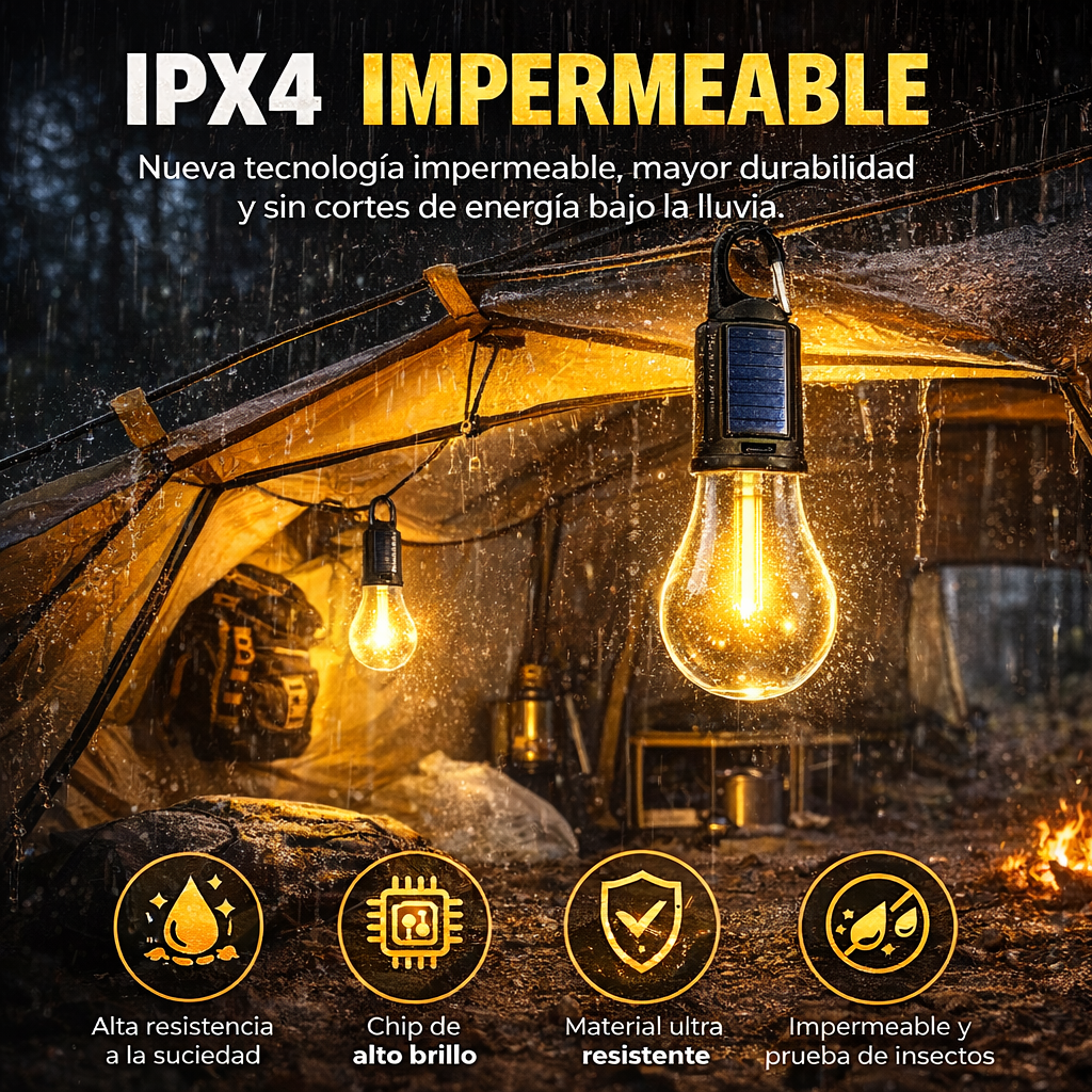 SunGear™ Ampolleta Solar Portátil x2 – Ilumina sin Enchufes – Asegura luz inmediata en campings y cortes de luz