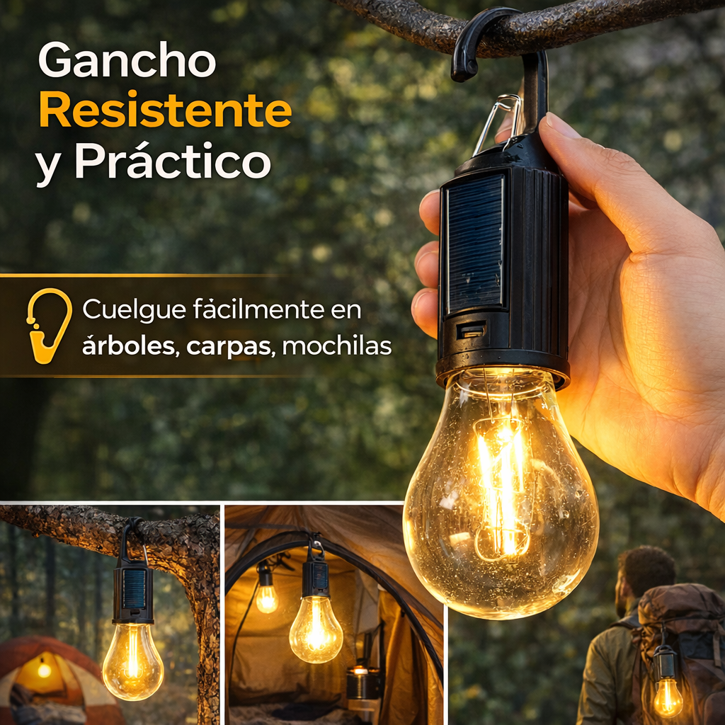 SunGear™ Ampolleta Solar Portátil x2 – Ilumina sin Enchufes – Asegura luz inmediata en campings y cortes de luz