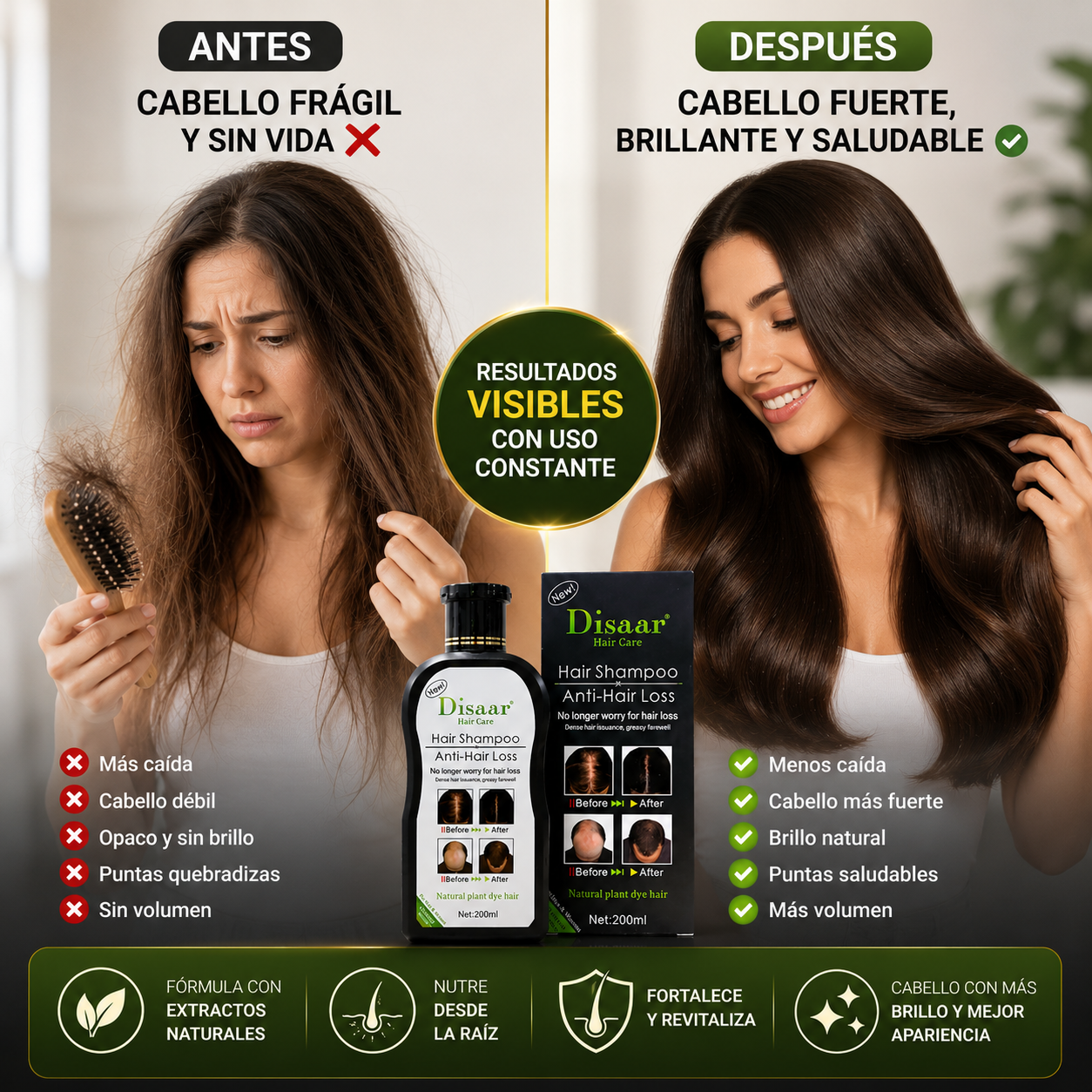 Shampoo Anticaída Hair Care Disaar 200 ml – Fortalece Cabello Frágil – Ayuda a devolver brillo y mejor apariencia día tras día