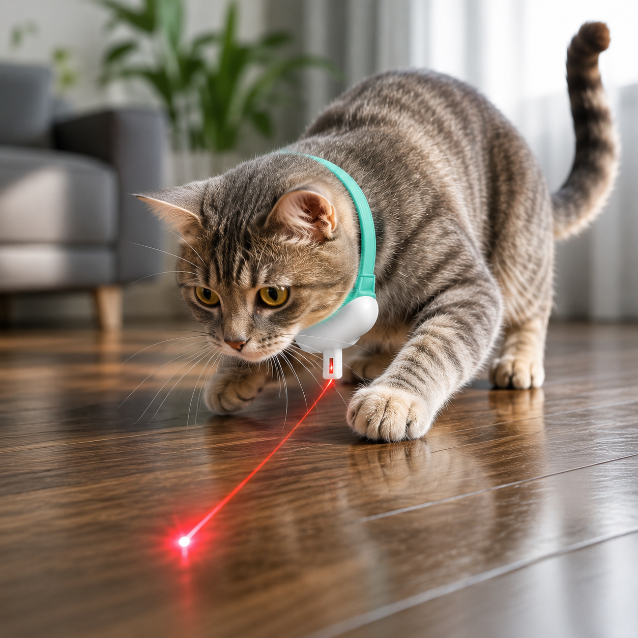 Collar Interactivo con Láser Inteligente para Gatos - Lo que necesita para estimular su instinto de caza.