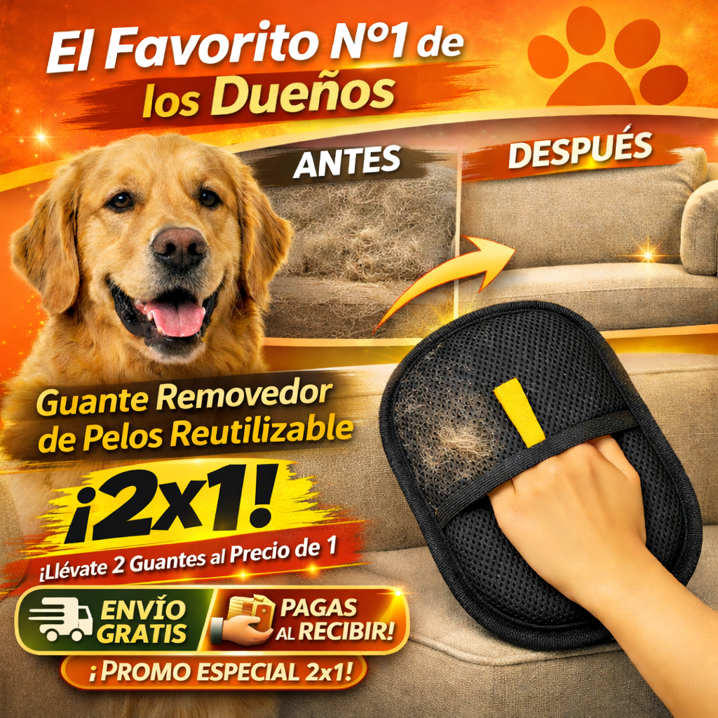 Pack 2 Guantes Removedor de Pelos Reutilizable – Limpieza sin Esfuerzo – Elimina el Pelo de Mascotas en Minutos