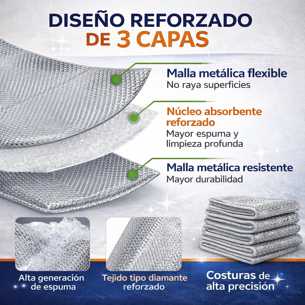Pack 10 Paños Metálicos Multiuso de Limpieza EasyClean™