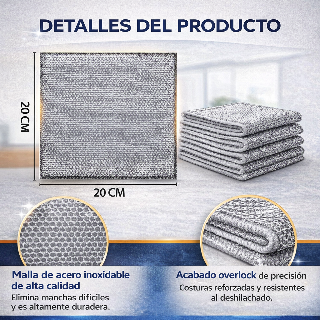 Pack 10 Paños Metálicos Multiuso de Limpieza EasyClean™