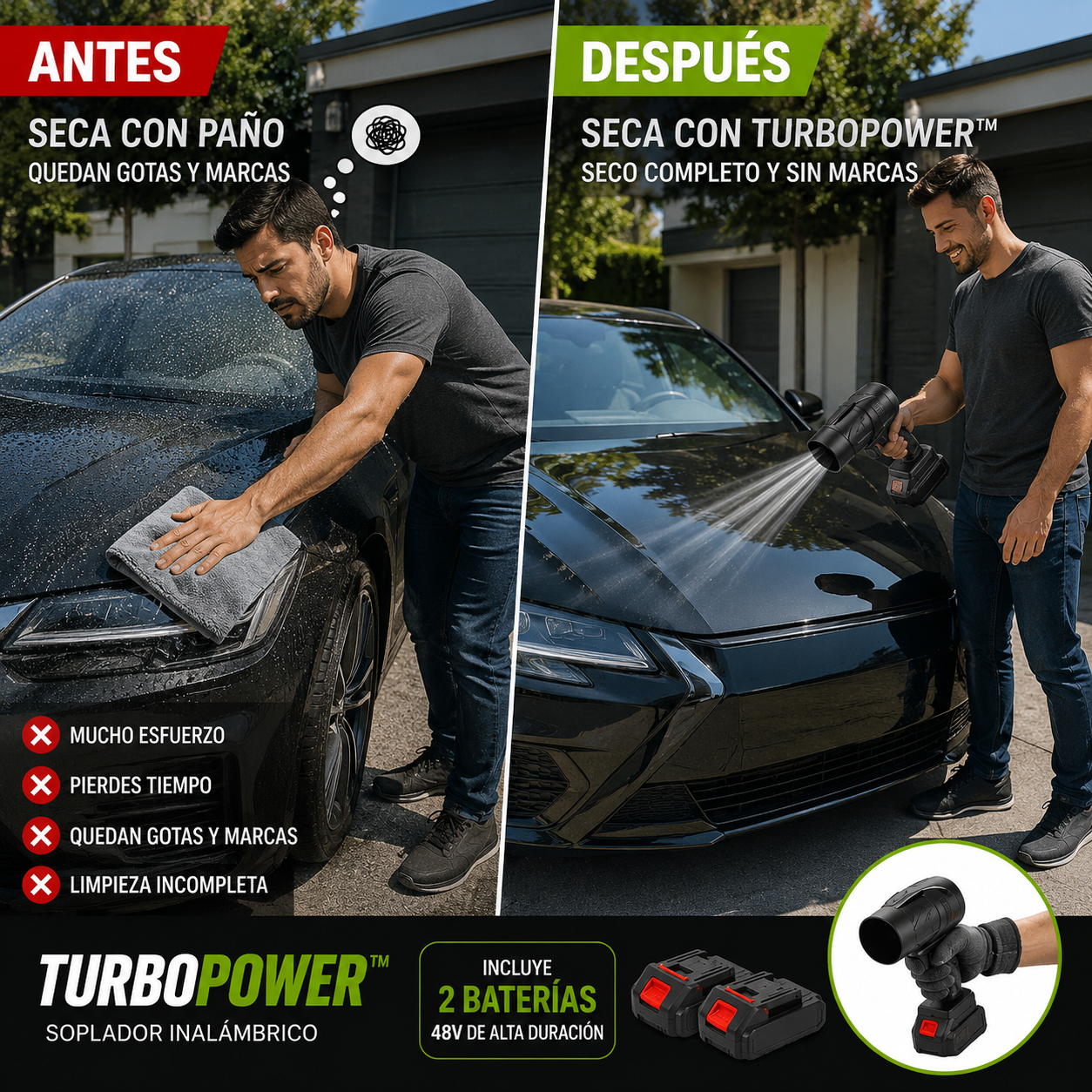 Soplador Inalámbrico TurboPower™ – Limpia Polvo y Hojas – Deja tus espacios limpios en minutos.