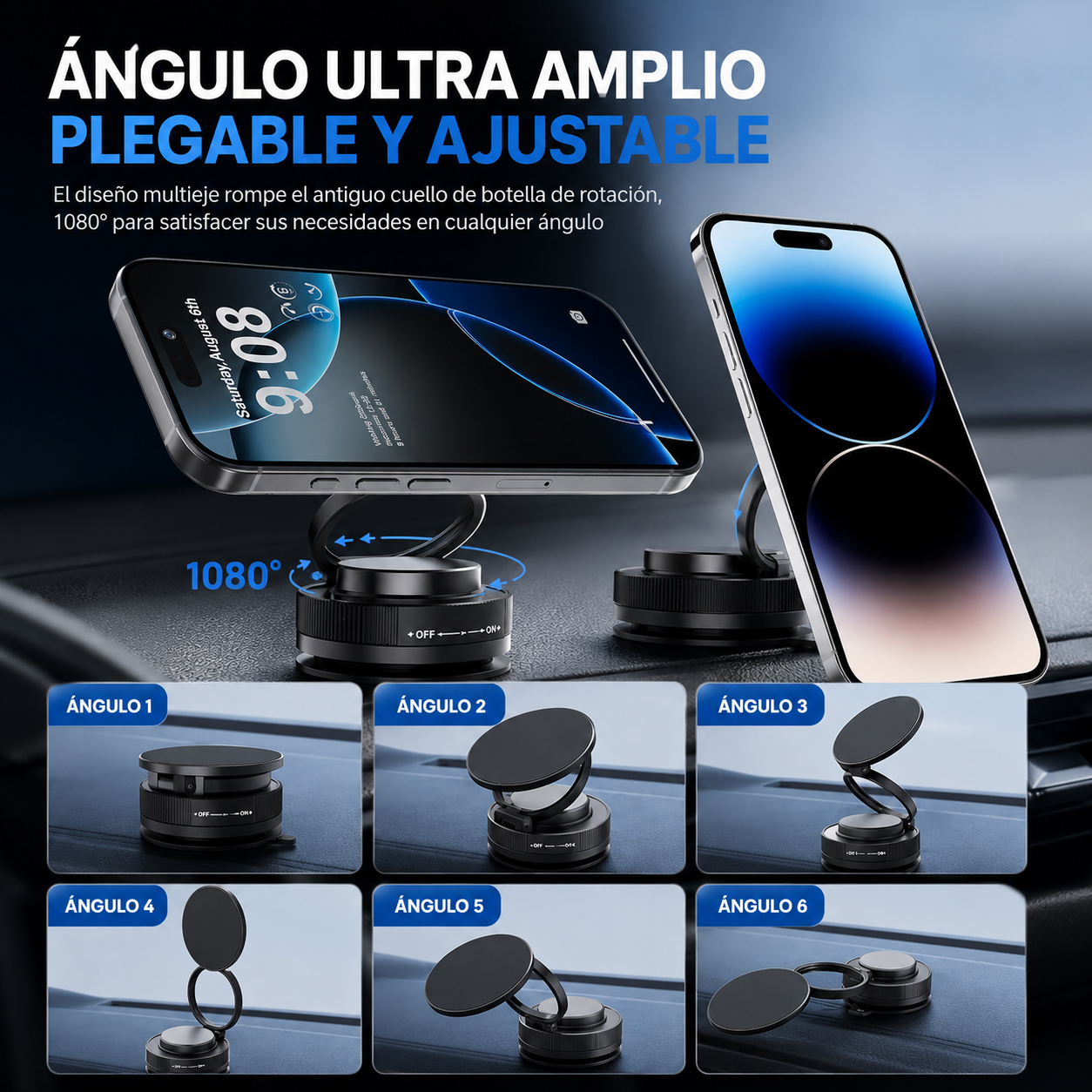 DriveHold™ – Soporte Magnético 360° – Mantén tu celular firme y visible en cada viaje