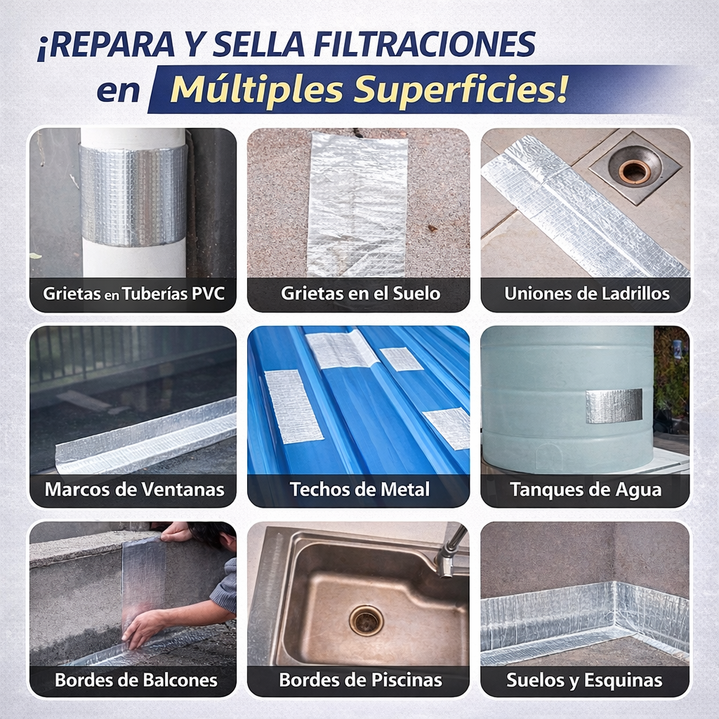 Pack x2 Cinta Impermeable WaterTape™ (5cm x 10mts) – Sella Filtraciones al Instante – Protege tu Hogar en Segundos