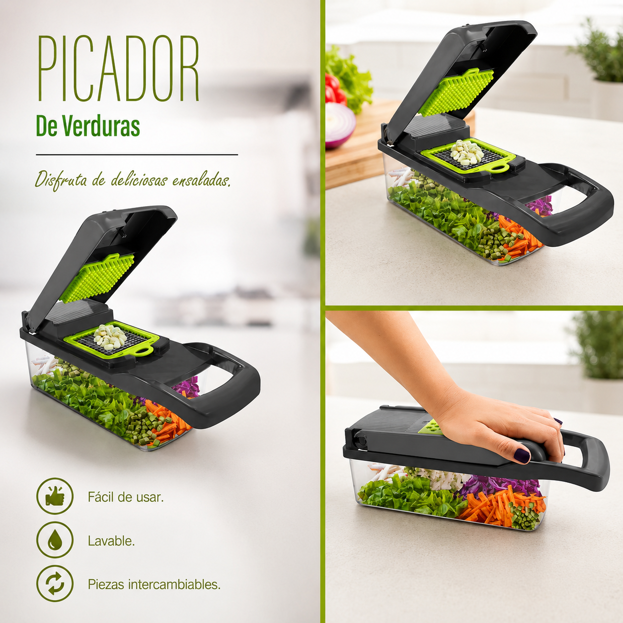Cortador Multifuncional 15 en 1 - Corta y Ralla en Segundos - Cocina Más Rápido y Sin Desorden