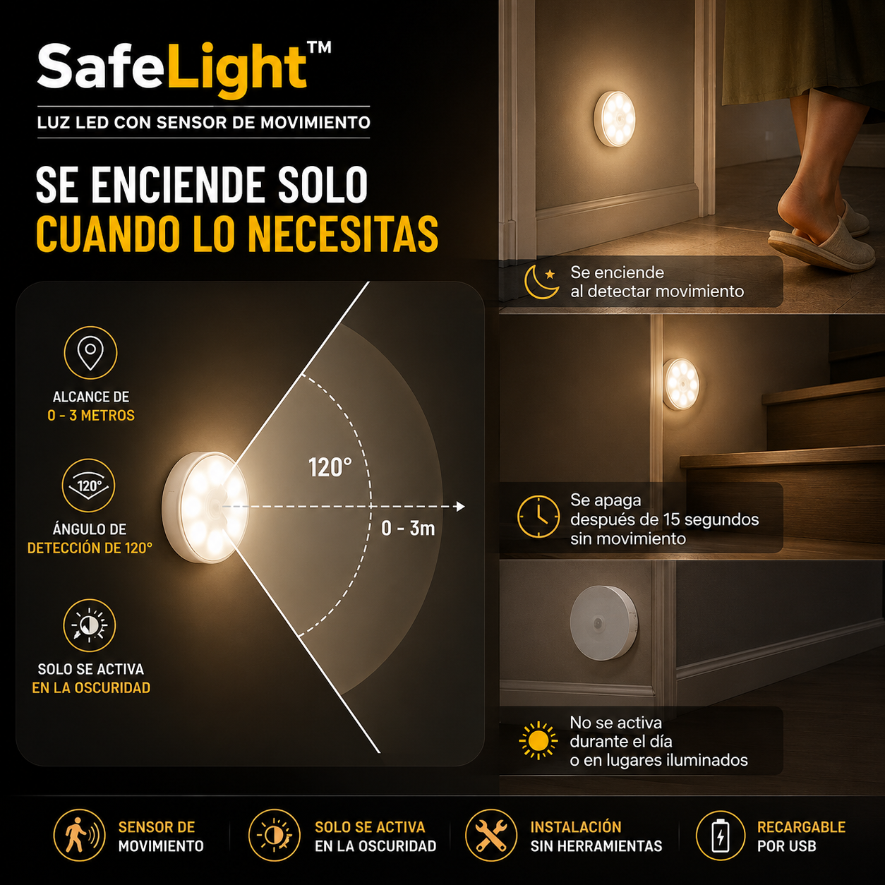 Luz LED con Sensor Automáticas SafeLight™