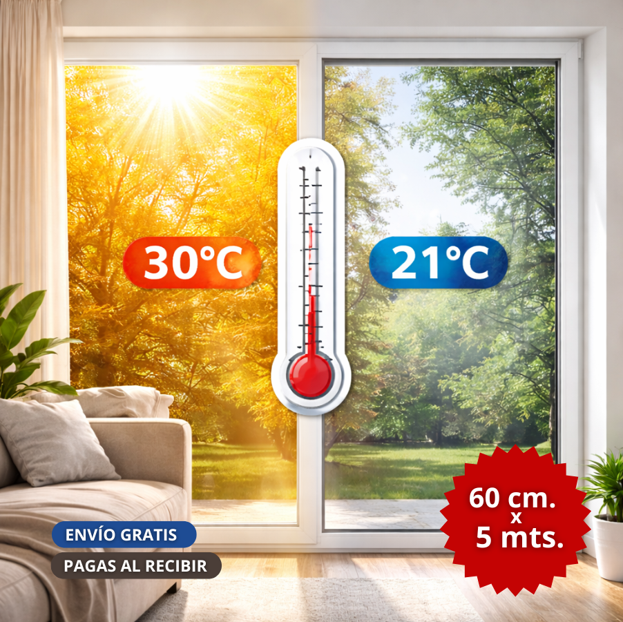 Película Anticalor CoolGlass™ 5 mts. – Reduce el Calor Solar – Mantiene tu Hogar Fresco