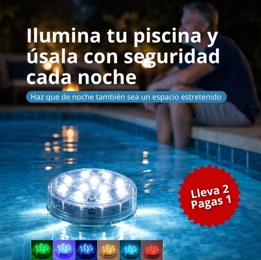 Luz LED para Piscina 2x1 | Transforma tu piscina en un ambiente espectacular de noche en segundos