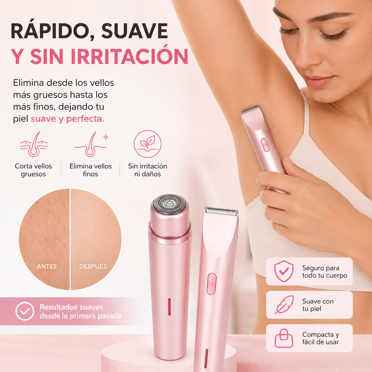 PureSkin™– Rasuradora Femenina Rostro y Cuerpo – Suavidad y precisión para tu cuidado diario