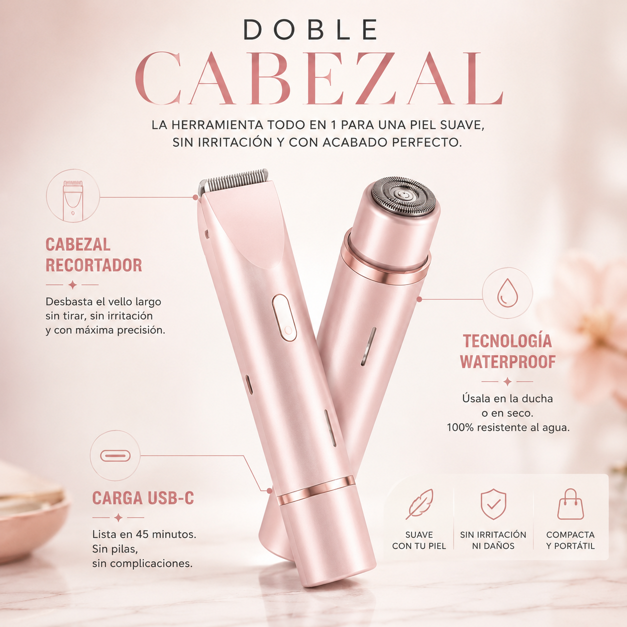 PureSkin™– Rasuradora Femenina Rostro y Cuerpo – Suavidad y precisión para tu cuidado diario