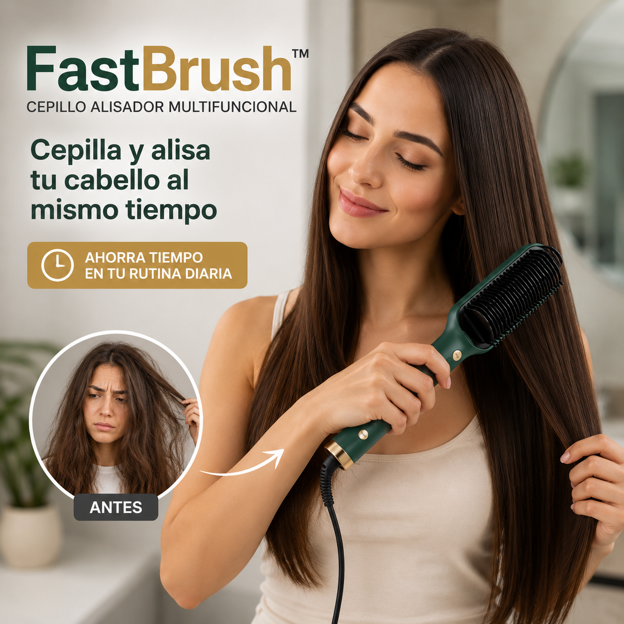 FastBrush™ Cepillo Alisador – Cepilla y Alisa tu cabello al mismo tiempo – Ahorra tiempo en tu rutina diaria