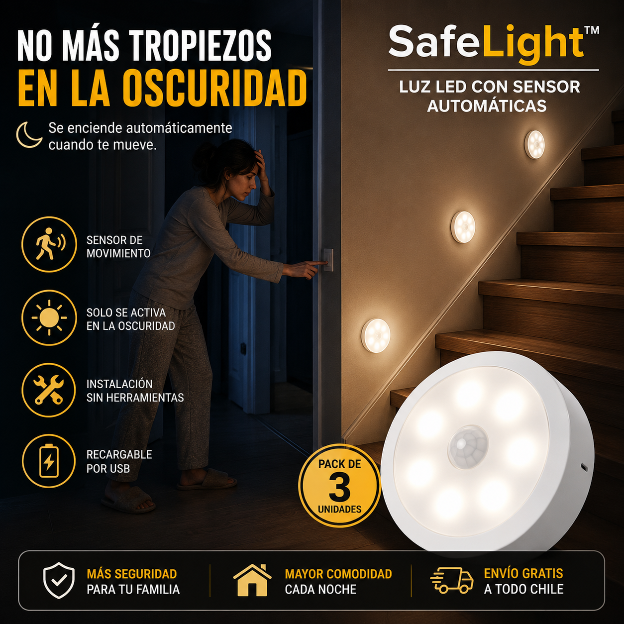 Luz LED con Sensor Automáticas SafeLight™