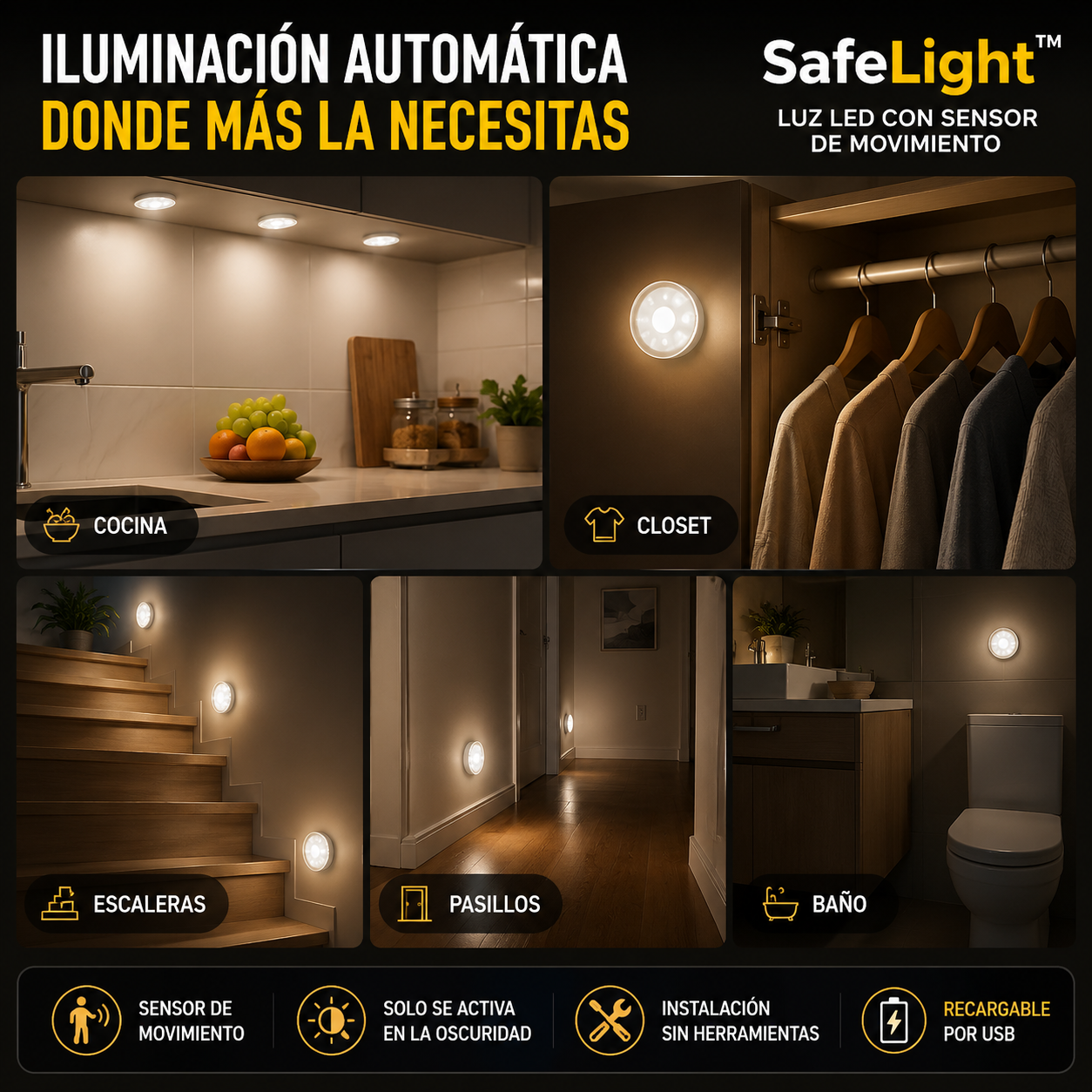 Luz LED con Sensor Automáticas SafeLight™