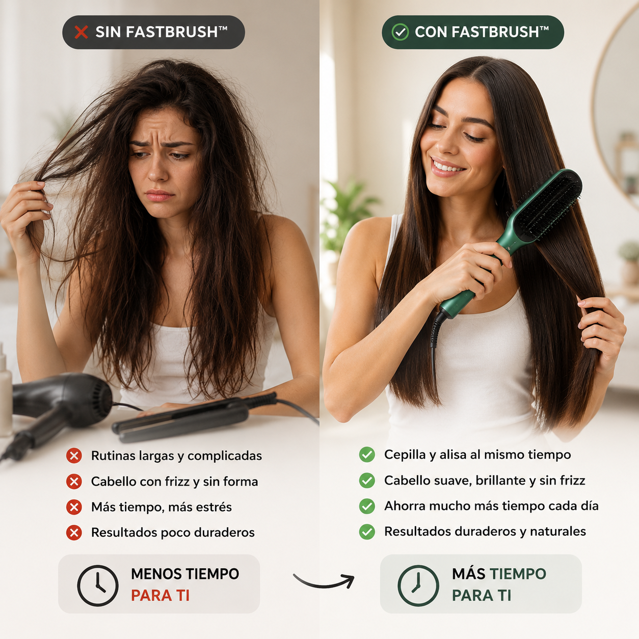 FastBrush™ Cepillo Alisador – Cepilla y Alisa tu cabello al mismo tiempo – Ahorra tiempo en tu rutina diaria