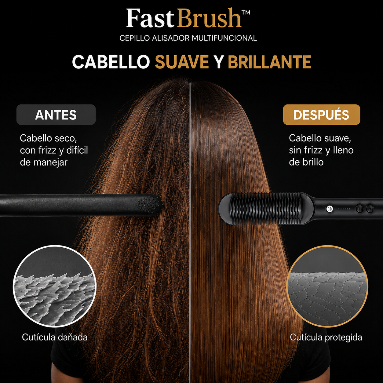 FastBrush™ Cepillo Alisador – Cepilla y Alisa tu cabello al mismo tiempo – Ahorra tiempo en tu rutina diaria